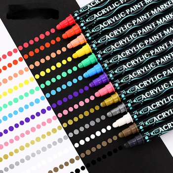 12/36 цветове, маркер с две топчета, водоустойчив метален маркер, за оцветяване на графитите, Керамика, дърво, дрехи, стъкло, маркери 