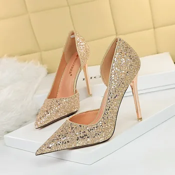 2023 г., нови дамски обувки на висок ток, реколта кристали, пикантен дамски обувки на токчета, елегантни дамски модел обувки