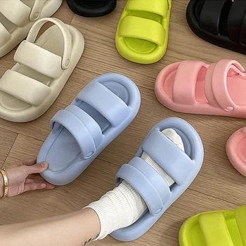 2023 Летни Дамски сандали с дебела подметка, Плажни Модни Корейски чехли на платформа, Дамски джапанки за комфорт у дома