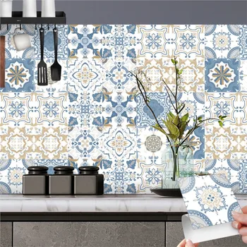 24 бр стикери на тухлена стена с цветя в европейски стил, кухня, баня, водоустойчив маслоустойчив тапети