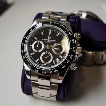 40 мм Дизайн PAGANI, Нови мъжки спортни кварцови часовници, Сапфировые водоустойчивост на часовника от неръждаема стомана, мъжки хронограф VK63 Reloj Hombre
