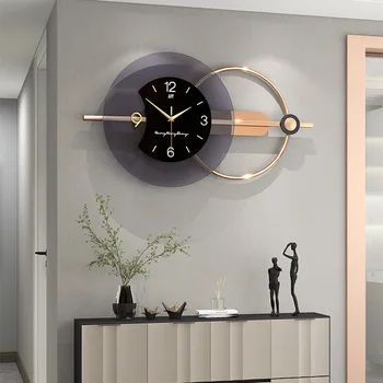 84x38 см 3D Стенни Часовници Хол Двуслойни Модерен Дизайн Домашни Часовници Тихо Художествена Украса Скандинавските Висящи Часовници Horologe