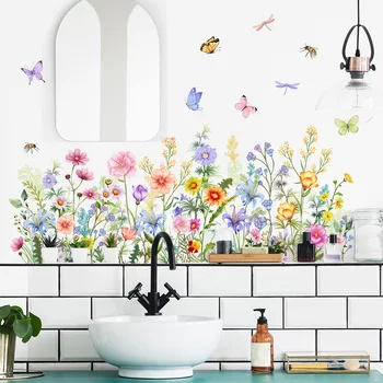 Chzimade Butterlfy Цветя, стикер на стената, на Фона на всекидневна, спалня, Стикери за дома, самозалепващи комбинираната стенописи