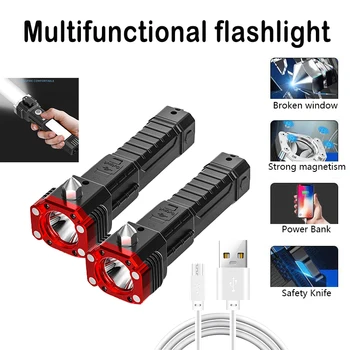 Led многофункционално фенерче USB Акумулаторна COB странични светлини Работна лампа Водоустойчив Външен Авариен Самоспасательный фенер