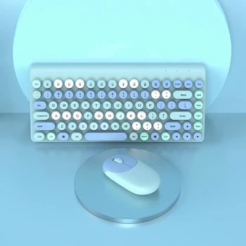Безжична 86-ключ клавиатура клавиатура, 3-клавиатури мишки, цветни мултимедийни клавиши, щепсела и да играе на батерии за настолен компютър