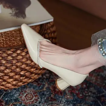 Дамски обувки 2023 Перлена Дамски Летни Обувки на Булката Мери Джейн на Ток в японски стил Лолита 