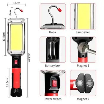 За бивакуване на открито, походный фенер, Преносим Работен фенер Cob, Водоустойчив аварийно фенерче, USB, акумулаторна батерия