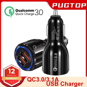 Зарядно за кола Quick Charge 3.0, адаптер за запалката на QC 3.0, двойно USB-порт, автоаксесоари за бързо зареждане на телефон, видеорегистратора, MP3