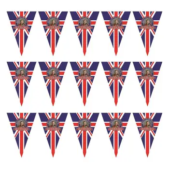 Крал Чарлз Овесени ядки Юниън Джак Крал Чарлз III Триъгълен Флаг Британски Кралски Празнични аксесоари Коронацията на Улични Партита