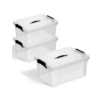 Кутии за съхранение с капак, комплект от 3 модерни штабелируемых кутии за организация и съхранение, изключително здрави