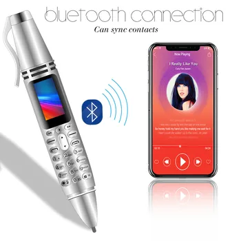 Мини Преносим Джобен Фенерче писалка миниатюрен Bluetooth наречие Мобилен телефон с две SIM карти Дръжка за запис на мобилен телефон
