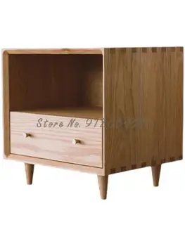 Нощно шкафче от масивно дърво за съхранение на вещите в скандинавски стил, малко нощно шкафче в японски стил, нощно шкафче в съвременния минималистичном стил за спални