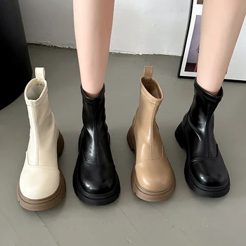Обувки; Дамски обувки; Обувки;Дамски Обувки на плоска подметка с Кръгла пръсти; Колекция 2023 г.; Бели Ботильоны в стил 