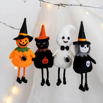 Окачване-украса под формата на плюшени вещица за Хелоуин, Кукла-страшен призрак, Кукла-тиква, Черна котка, Декор за парти на Хелоуин, Декорация рожден Ден