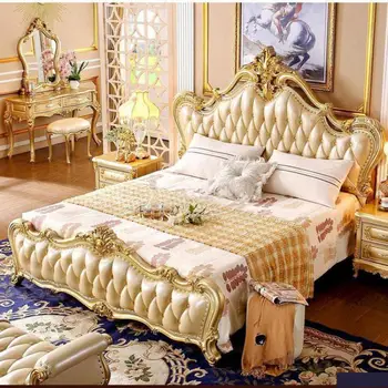 Разход на разтегателен диван в европейски стил, вила в американски стил, всекидневна, пълна с мебели, легло от масивно дърво