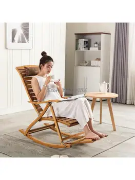 Складное люлеещ се стол за възрастни, бамбуковое люлеещ се стол, Сандальное стол за сън, столче за отдих на възрастните хора, на стол с облегалка от масивна дървесина
