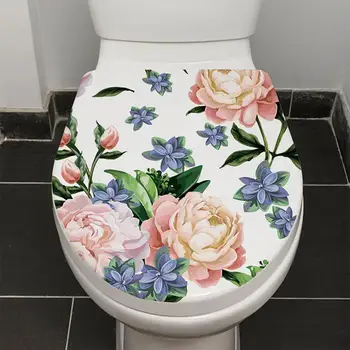 Стикер върху седалката на тоалетната чиния, водоустойчив стикер с цвете божур, Свалящ стикер на капака на тоалетната чиния със силна адхезия; лесно отклеивающаяся от стената за
